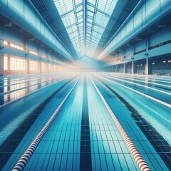 Obraz premium An image of a swimming pool with clear lanes marked ideal for sw