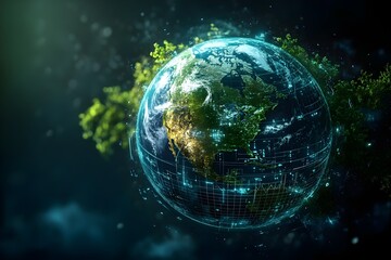 Hologram of a Transparent Globe Against a Dark Void