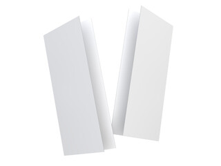 Bi fold, two panel fold, open leaflet mockup template isolated on background. Blank paper template, flyer, wedding invitation, postcard, thank you card, notecards, notepad, greeting card, brochure