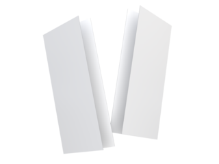 Bi fold, two panel fold, open leaflet mockup template isolated on background. Blank paper template, flyer, wedding invitation, postcard, thank you card, notecards, notepad, greeting card, brochure