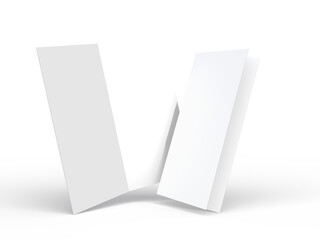 Bi fold, two panel fold, open leaflet mockup template isolated on background. Blank paper template, flyer, wedding invitation, postcard, thank you card, notecards, notepad, greeting card, brochure