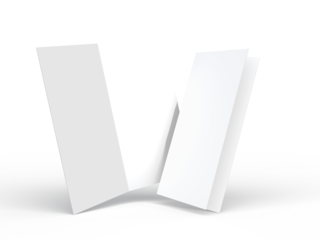 Bi fold, two panel fold, open leaflet mockup template isolated on background. Blank paper template, flyer, wedding invitation, postcard, thank you card, notecards, notepad, greeting card, brochure