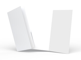 Bi fold, two panel fold, open leaflet mockup template isolated on background. Blank paper template, flyer, wedding invitation, postcard, thank you card, notecards, notepad, greeting card, brochure