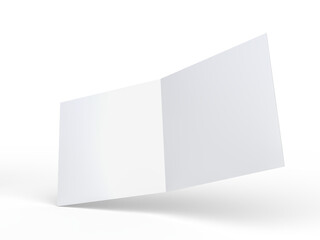 Bi fold, two panel fold, open leaflet mockup template isolated on background. Blank paper template, flyer, wedding invitation, postcard, thank you card, notecards, notepad, greeting card, brochure