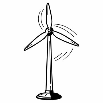 recommend clip art: a line art vector illustration of black and white wind turbine icon in white backgrourd