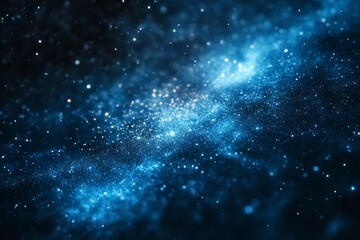 Obraz premium Deep space star cluster with blue cosmic dust and glowing light particles