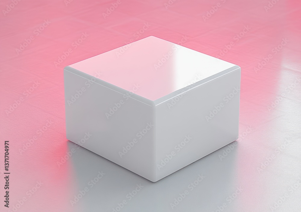 Aufkleber Minimalist White Cube Mockup Blank Box Cardboard Container 3D Rendering Isolated on Gradient Background