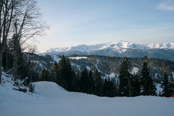 View of the Caucasus Mountains, Sochi, Russia.