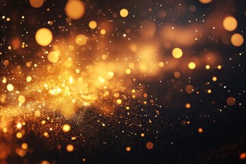 Obraz premium Golden bokeh background with glowing orbs in festive warm light