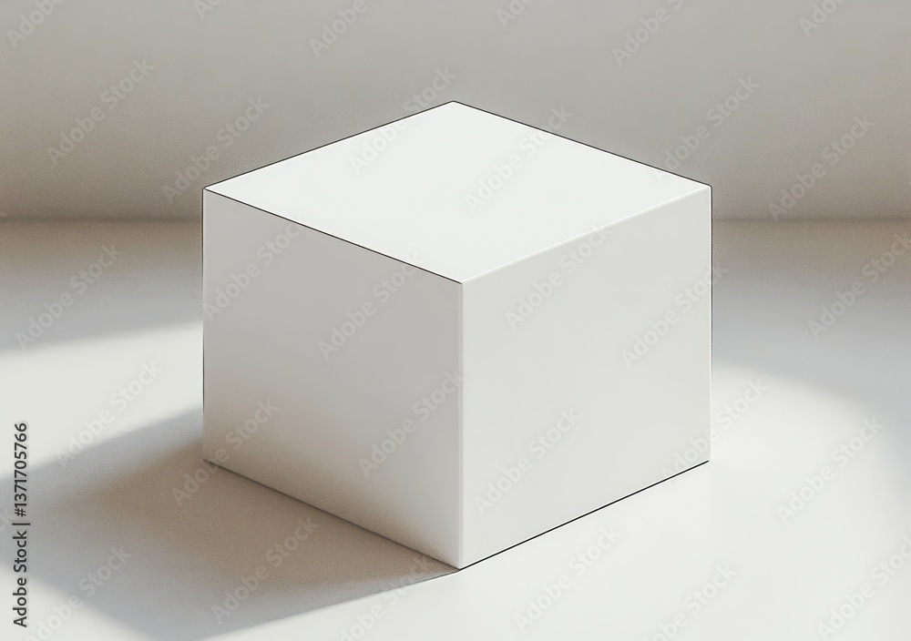 Poster Minimalist White Cube Mockup Photorealistic 3D Rendering Blank Box Cardboard Container Presentation Design Aesthetic
