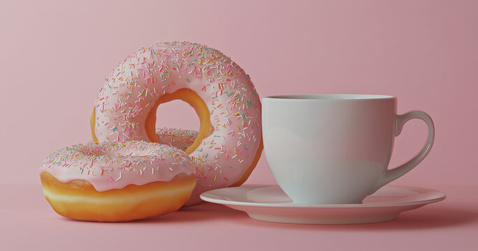 Donut, flying, white background, delicious