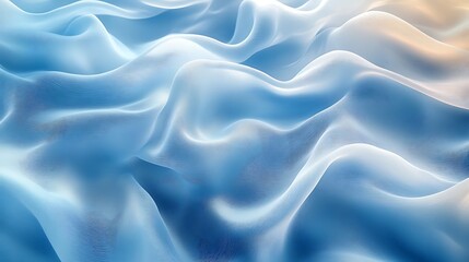 Obraz premium A serene silky background in icy blue and white, with gentle waves and a frosted glass effect,