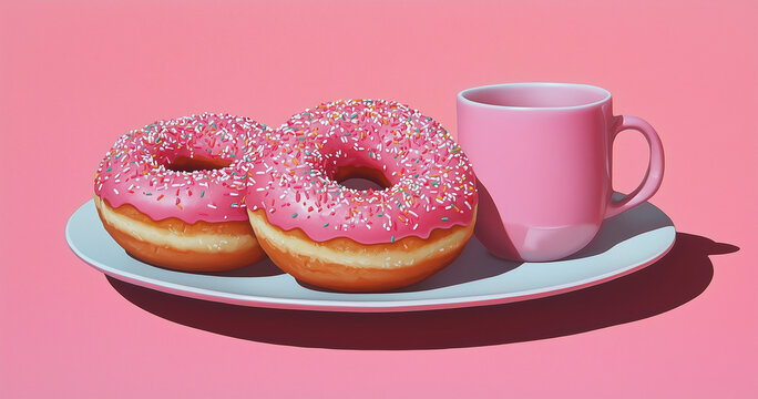 Donut, flying, white background, delicious