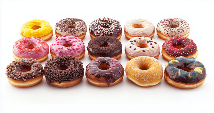 Donut, flying, white background, delicious