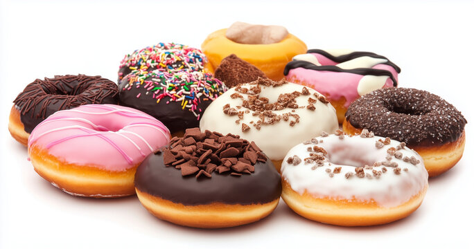 Donut, flying, white background, delicious