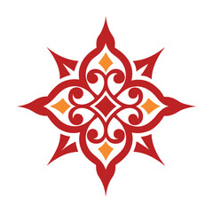 Red and yellow stars vector icon with a burst of hot color and flame-like shapes