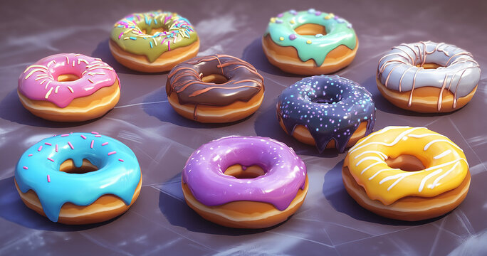 Donut, flying, white background, delicious
