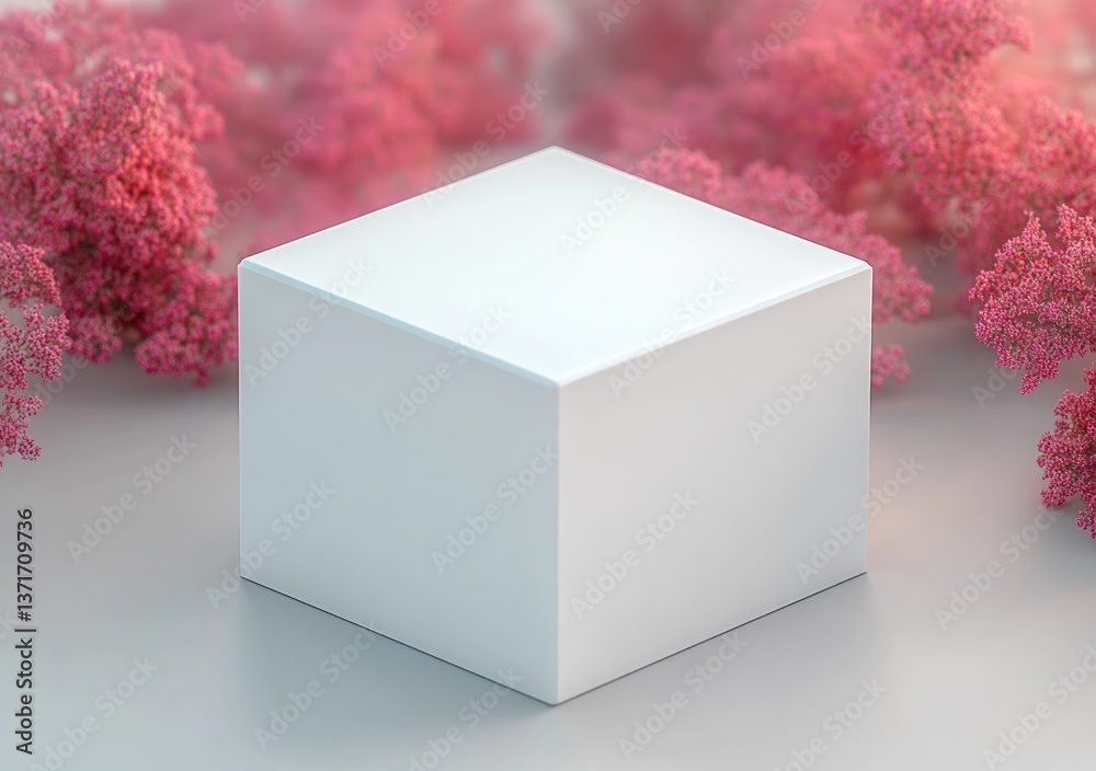 Poster minimalist white cube mockup clean design photorealistic cardboard box presentation