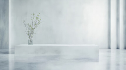 Fototapeta premium Minimalist indoor space with simple vase and plant highlighting tranquility and elegance