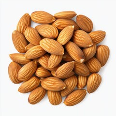 Fototapeta premium Pile of Almonds: A Close-Up View of Healthy and Delicious Nuts on a Clean, White Background