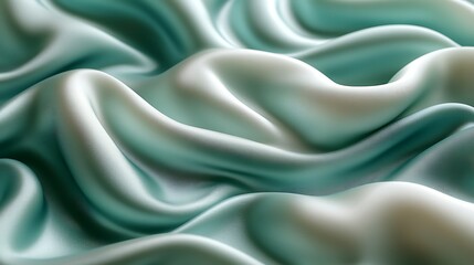 Obraz premium A serene, spa-like silk satin texture in seafoam green and soft white, with gentle, rolling waves that evoke tranquility. The ultra-HD details make it look like a high-end photograph.