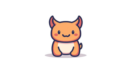 Obraz premium Cute cartoon character of a playful orange creature with horns and a cheerful expression, ideal for children's illustrations and playful design projects