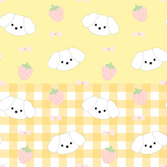 seamless pattern with puppy and strawberry