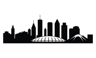 Montreal City Skyline Silhouette, Vector, Icon, Logo, White Background.