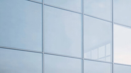 Modern glass facade reflecting natural light in a corporate building setting