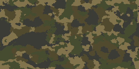 Camouflage seamless pattern. Trendy style camo, repeat print. Vector illustration. The best khaki texture, military army green hunting