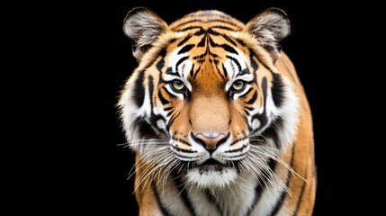 Fototapeta premium Fierce tiger close-up wildlife conservation center animal photography studio setting intimate perspective nature awareness