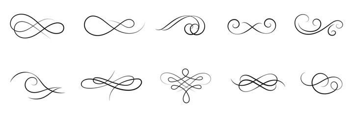 Calligraphy ornate frame elements. Vintage and filigree decoration. Ornate frames, scroll swirls element. divider vintage invitation. filigree scroll element .EPS 10 . 