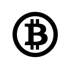 Black Bitcoin symbol pictogram icon in simple silhouette style for cryptocurrency, finance, and blockchain-related UI/UX designs