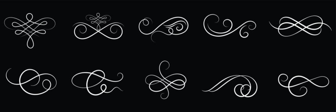 Calligraphy ornate frame elements. Vintage and filigree decoration. Ornate frames, scroll swirls element. divider vintage invitation. filigree&nbsp;scroll&nbsp;element&nbsp;.EPS&nbsp;10&nbsp;. 