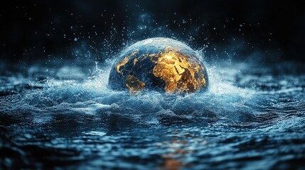 Saving water and world environmental protection concept. Eearth, globe, water, ecology, nature, planet concepts