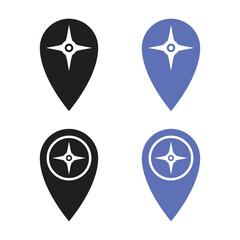 Vector Compass Location Pin Icon Set