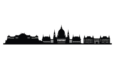 Obraz premium Budapest City Skyline Silhouette, Vector, Icon, Logo, White Background.