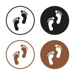 Vector Footprints In Circle Icon Set