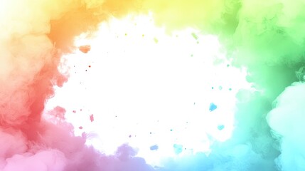 Obraz premium Colorful rainbow clouds frame, white space, design background
