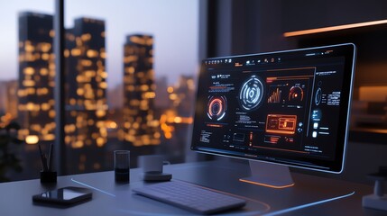 A futuristic holographic computer in a smart home