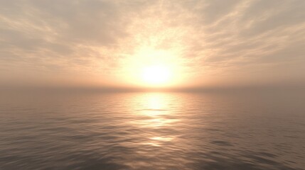 Naklejka premium Serene Sunrise Over Calm Ocean Water with Soft Cloudy Sky