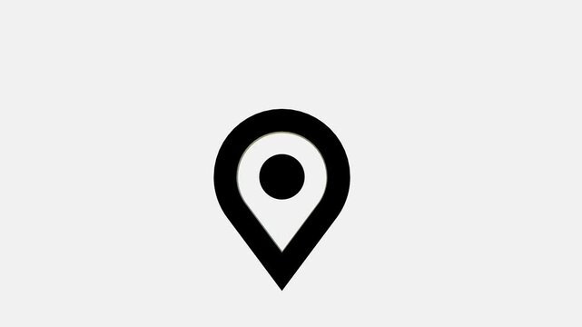 red map location pin bouncing on chroma key background, location icon animation, Location map pin pointer on GPS Map tracker animation, 3d Animation of Red location pin, Location Pin.