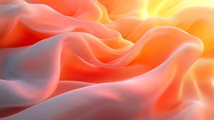 Obraz premium A silky abstract background with a gradient of vibrant orange and soft peach, resembling a glowing sunset,