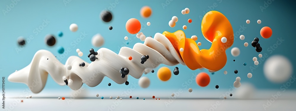 Poster a 3d rendered diagram visualizing the dynamic and complex frequency response patterns of a biologica