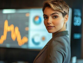 Confident Executive: A poised business woman is focused on her role, ready to navigate the business world with determination.