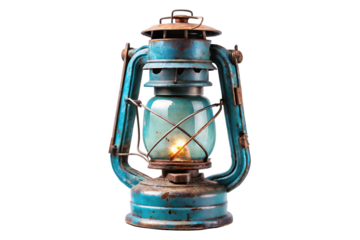  Vintage Blue Lantern with Burning Flame - A Perfect Blend of Classic Charm and Functional Lighting  isolated on white background. A vintage lantern illustration on white
