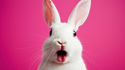 Obraz premium A White Rabbit Displaying a Surprised Expression