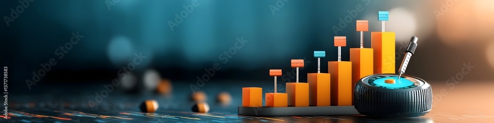 Poster a digital spectrum analyzer displaying the frequency distribution and intensity of an audio or elect