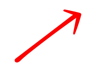 Red Up Right Arrow icon isolated on transparent background.


