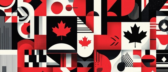Artistic Representation of Canada with Circles and Abstract Elements